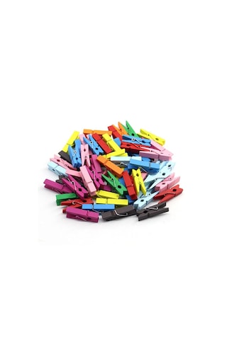 Mobgift 100 Lü Renkli Ahşap Mandal 2.5 Cm 12 Li Paket 1200 Adet Çoklu Renk
