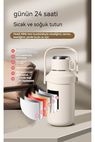 Outdoor Spor Büyük Kapasiteli Termos Bardak Kulplu Su Isıtıcısı 1