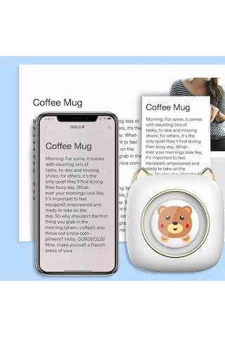 Yunboo C23 Termal Etiket Yazıcı - Bluetooth, 203dpi, Pilli, Beyaz - 6 Adet Termal + 5 Yapışkan + 3 Renkli Kağıt Seti