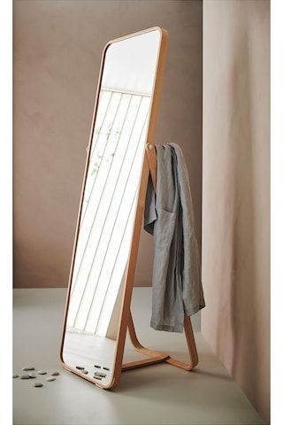 Ayaklı Boy Aynası, Dişbudak, 52x167 Cm Açık Ceviz