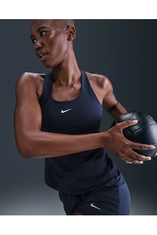 Nike Swoosh Dv9897-411 Kadın Orta Destekli Sütyenli Spor Atlet - Lacivert