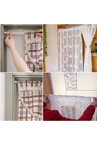 Gerilim Perde Rayı Direk Çubuk Çubuklar Beyaz 70-120cm Beyaz