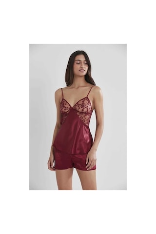 Pierre Cardin 6lı Dantelli Sabahlık Çeyiz Seti Bordo