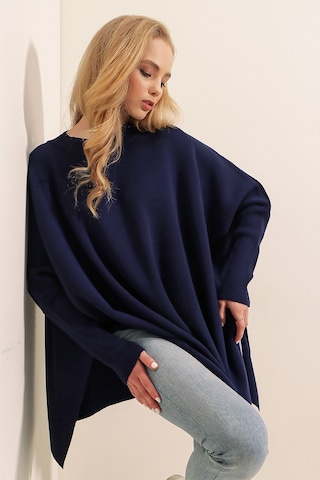 Bigdart 15783 Yırtmaçlı Panço Kazak - Lacivert 001