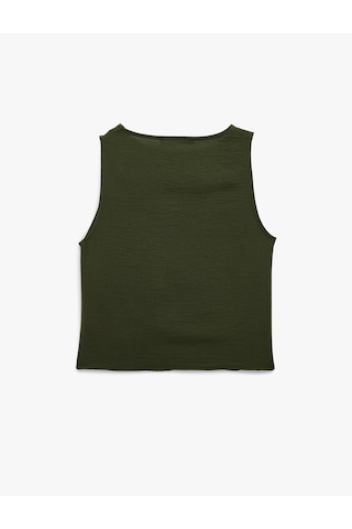 Koton Drape Detaylı Bisiklet Yaka Kolsuz Bluz Haki 6sak30012pw Haki