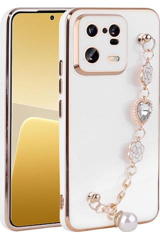 Xiaomi Mi 13 Pro Kılıf El Tutamaçlı Kamera Korumalı Zore Taka Silikon Kapak Beyaz