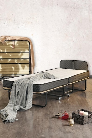 Niron Premium Katlanır Yatak 90x200 Cm Paket Yaylı Lüks Yatak Ve Kaydırmaz Kumaş Kaplı Karyola