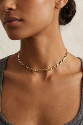 Gold Figaro Model Choker Çelik Zincir Kolye Kadın Kolye Choker Serisi