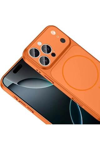 İphone 15 Pro Max Uyumlu Ag Glass Koruyucu Kılıf İphone 17 Pro Max Görünümlü Turuncu