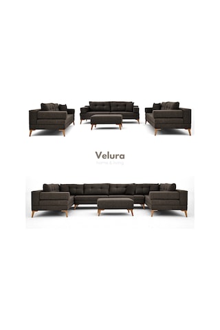 Zeri Modüler Yataklı 3 Adet Üçlü Kanepe & 3'lü Koltuk 3+3+3 - Koyu Kahve - 169 Koyu Kahve