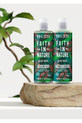 Faith In Nature Doğal Aloe Vera Yenileyici Şampuan + Saç Kremi 2 x 400 ML