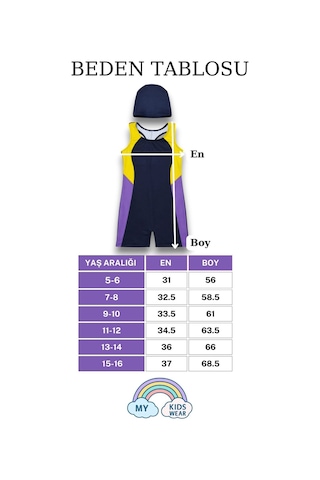 My Kids Wear Kız Çocuk Deniz Yüzücü Mayoları 5-16 Yaş 12601 Lacivert