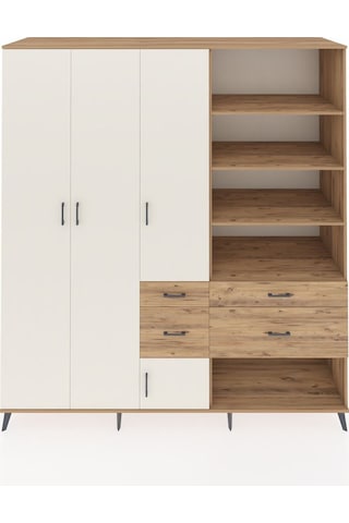 Kronos Dolap 14 Raflı 4 Çekmeceli 4 Kapaklı 220x59x243 Çam-aytaşı/çam Aytası/atlas Çam