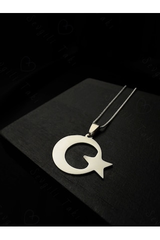 Ay Yıldızlı Çelik Zincir Kolye Ata Koleksiyonu Silver