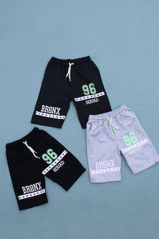 Panios Kids 3'lü Bronx 96 Squad Baskılı Fosfor Renkli Erkek Çocuk Füme-siyah-gri Kapri Çok Renkli