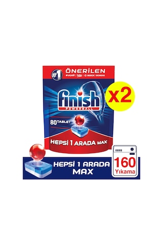 Finish Hepsi Bir Arada Max Bulaşık Makinesi Deterjanı 2 x 80 Tablet