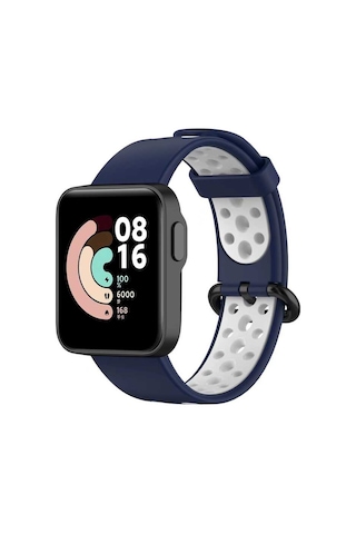 Ekılıf - Xiaomi Redmi Watch 2 Lite Uyumlu - Kordon Silikon Kordon Krd-02 - Mavi-beyaz