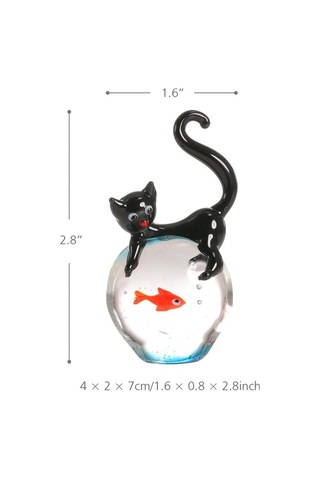 Xianwen Geeroyoo "el Yapımı Cam Heykel: Meraklı Kedi Ve Renkli