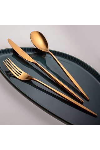 Jumbo 5800 Apollo Titanyum Bronz 12 Kişilik 84 Parça Çatal Kaşık Bıçak Takımı Titanyum Bronz
