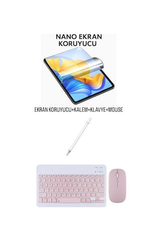 Aidata Alim 10 Uyumlu Ekran Koruyucu Klavye Mouse Set Pembe