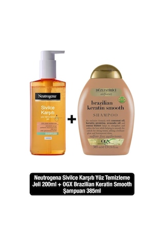 Neutrogena Sivilce Karşıtı Yüz Temizleme Jeli 200 ML + OGX Brazilian Keratin Smooth Şampuan 385 ML