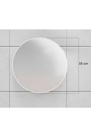 Oval Aynalı Lavabo Üstü Banyo Dolabı - Beyaz Beyaz