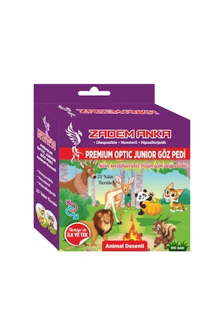 Zadem Anka Çocuk Göz Kapama Bandı Hayvan Desenli 100'Lük Kutu Göz Pedi