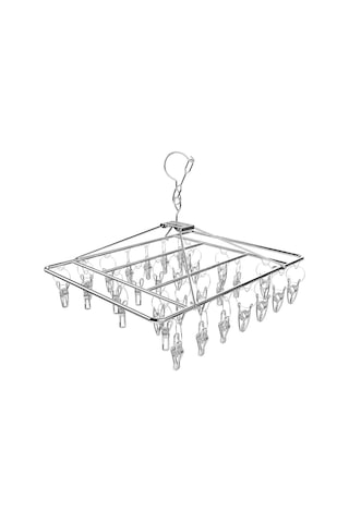 Sunup Sn-29188 Metal Çorap Askısı 30 Mandallı Paslanmaz Çelik İç Çamaşırı Kurutma Askılığı Gri
