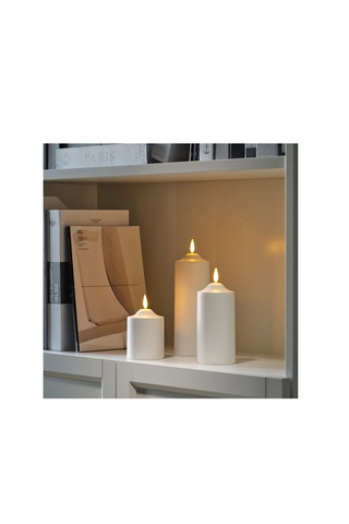 Ikea Smålom Led'li Blok Mum, Beyaz, 9 Cm, Pilli