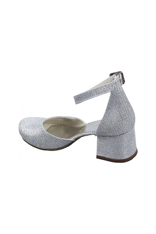 Sema Kız Çocuk Gümüş Simli Topuklu Abiye Düğünlük Ayakkabı 001