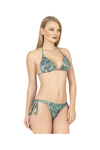 Endeep Kadın Üçgen Yarım Dolgulu Simli Bikini Takımı Mavi-yeşil