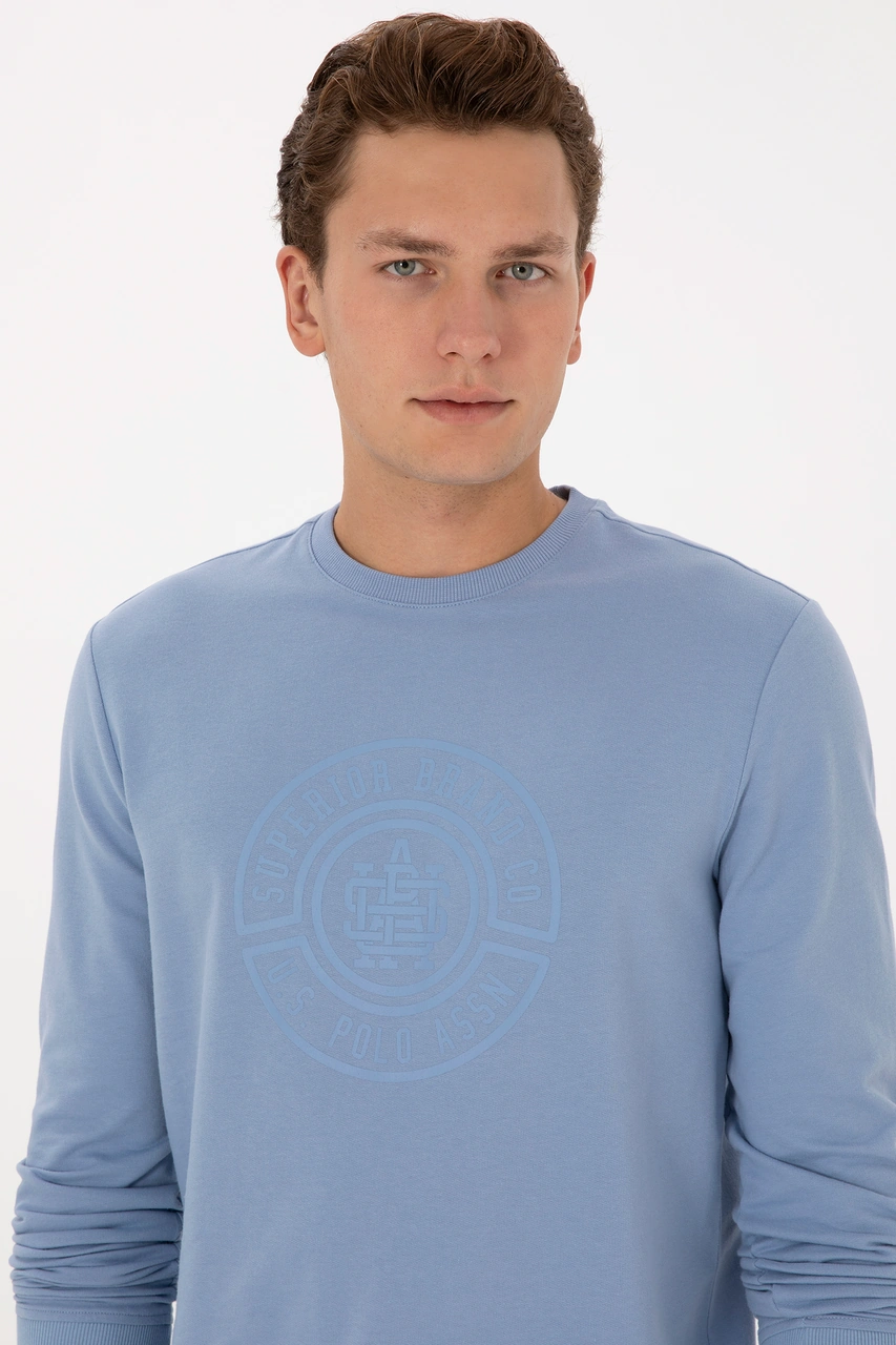 U.S. Polo Assn. Erkek Regular Fit Bisiklet Yaka Mavi İnce Sweatshirt 50324788-VR036