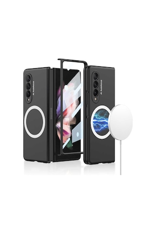 Rba Aksesuar Galaxy Uyumlu Z Fold 3 Kılıf Wireless Şarj Özellikli Rba Kıpta M-safe Kapak - Siyah Siyah