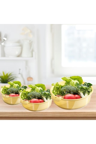Homyl 3 Parça Sebze Yıkama Sepeti Ev Tezgahı Restoran İçin Pratik Sarı