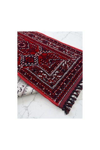 Afgan Desenli Makine Dokuma Kilim Etnik Otantik Anadolu Saçaklı Koridor Kaymaz İnce Halı Bordo-lacivert Bordo-lacivert