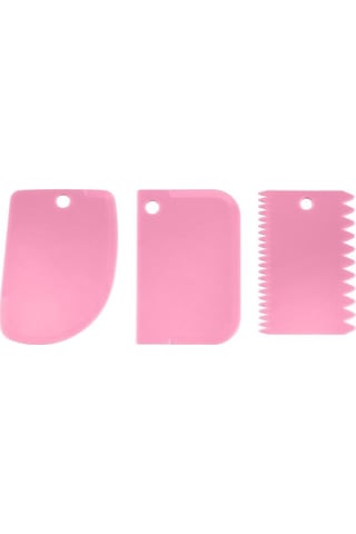 Hamur Kek Pişirme Kazıyıcı Fondan Pasta Kesici Aracı Pembe 3 Adet/Takım