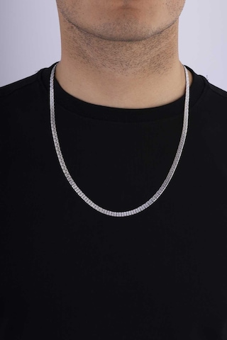 Gümüş Pazarım Kare Model Yassı Erkek Çelik Zincir Çok renkli