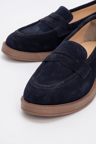 Luvishoes Luvi Shoes Pline Lacivert Süet Hakiki Deri Kadın Loafer Ayakkabı Lacivert