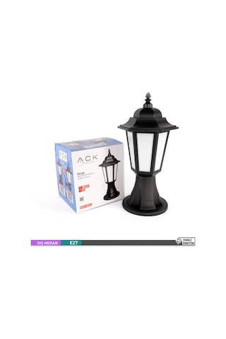 ACK Perge Bahçe Aydınlatması E27 Set Üstü Dekoratif Armatür 42cm Siyah