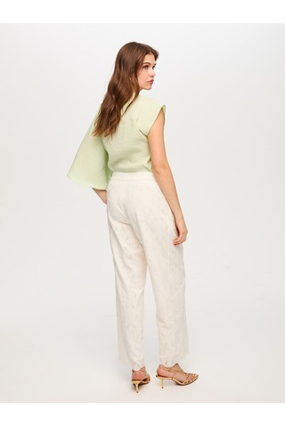 Faik Sönmez Wide Leg Fit Brode Nakış Detaylı Pantolon S26pnt009 Us26pnt00973 Ekru