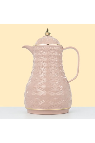 Lale Thermos Cam Hazneli Termos Elmas-1 1.0 Lt Kahve & Çay 12 Saat Sıcak / 24 Saat Soğuk Yerli Üretim Charmy Pembe