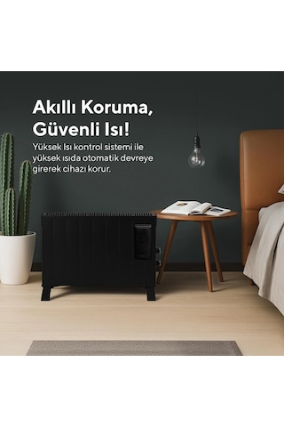 Kumtel Fanlı Konvektör Isıtıcı Siyah