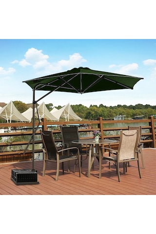 Sahra 250/6 Yandan Gövdeli Bahçe Şemsiyesi - Koyu Yeşil Koyu Yeşil