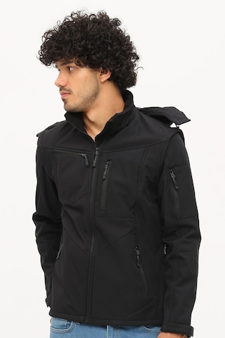 Uniprom Taktikal Softshell Mont Kollar Ve Kapşon Çıkabilir Erkek Siyah