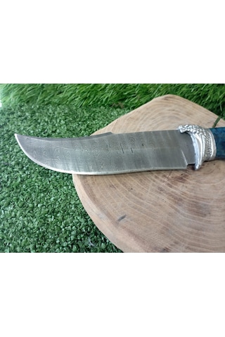 Tctknives Damascus Serisi El Yapımı Av Kamp Bıçağı Şahin Gümüş - Mavi