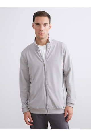 LC Waikiki Lc Waıkıkı Gri Rahat Kalıp Dik Yaka Erkek Fermuarlı Sweatshirt