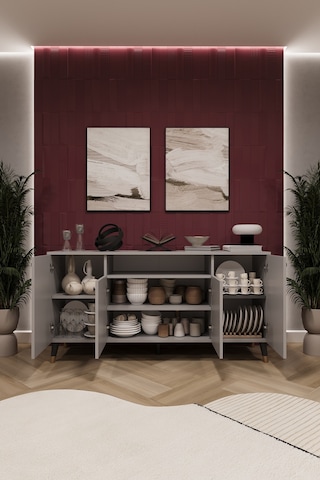 Asra Trend Lüks Konsol Tv Ünitesi %100 Mdf Salon Ve Yemek Odası Ünitesi Knsl02 Kül Gri