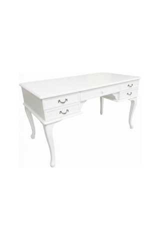 Throne Fransız Still Çekmeceli Ahşap Çalışma Masası 75x160 Beyaz