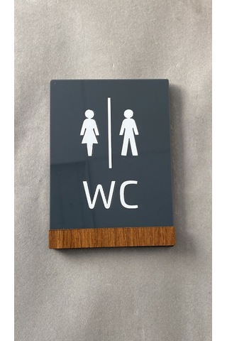 Wooden Serisi Minimal WC Yönlendirme Levhası