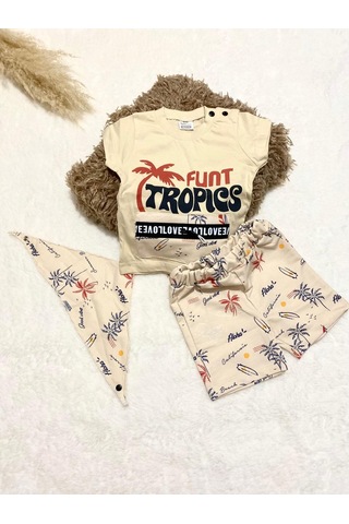 Minaz Baby Önlüklü Şortlu Takım Bej